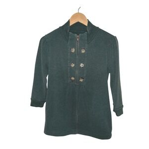 Banana Republic Womens Small Forest Green Full Zip Mock Neck 3/4 Sleeve Cardigan